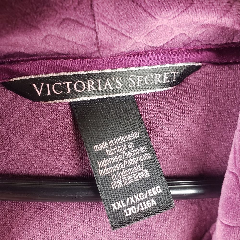Victoria Secert's Y2k Couture Velvet Velour Burgundy Zip Up Crop Hoodie XXL - Picture 12 of 12